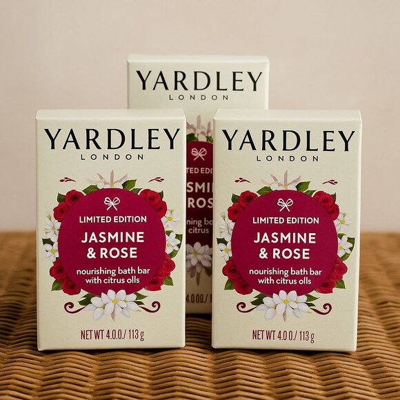 3 Yardley® London JASMINE & ROSE Soap LIMITED EDITION 4.0 oz w / Citrus Oils - Picture 1 of 10